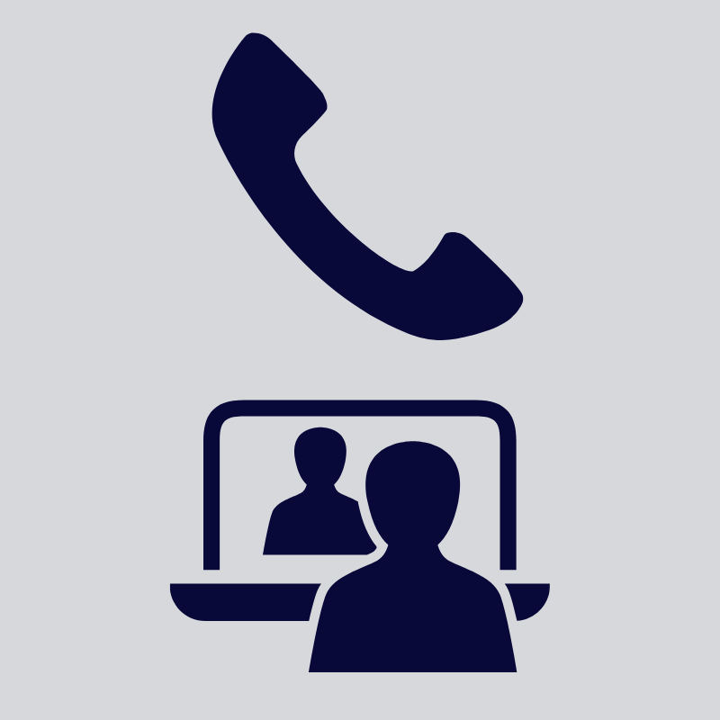 Silhouette of a phone and computer screen symbolising communication and video calls